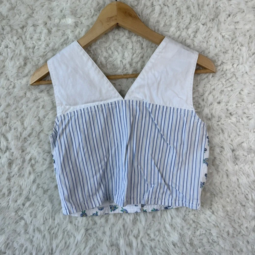 Cherokee‎ Girls 2 Piece Set Vest 10/12 + Skirt 7/8 White Blue Western Floral